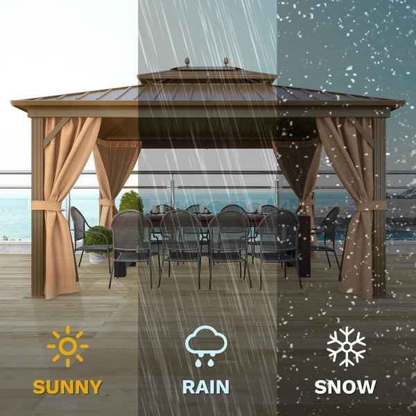 Steel Double Roof Gazebo 10x12 Patio Backyard