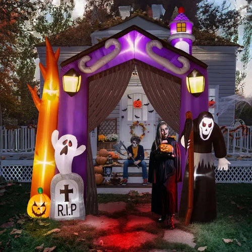 9.8 FT Halloween Inflatables Haunted House Castle Archway Outdoor