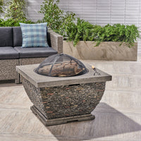 32'  MgO Light-Weight Concrete Wood Burning Square Fire Pit, Grey