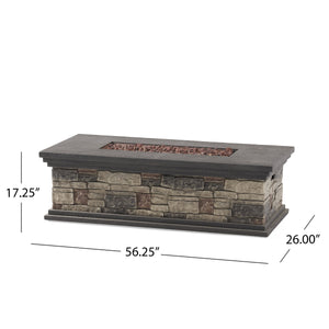 Contemporary Rectangle MGO Fire Pit 50,000 BTU Stone Gray Magnesium