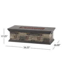 Contemporary Rectangle MGO Fire Pit 50,000 BTU Stone Gray Magnesium