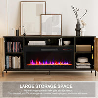 68" TV Stand with 36" Electric Fireplace Heater, Entertainment Center