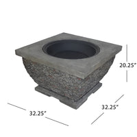 32'  MgO Light-Weight Concrete Wood Burning Square Fire Pit, Grey