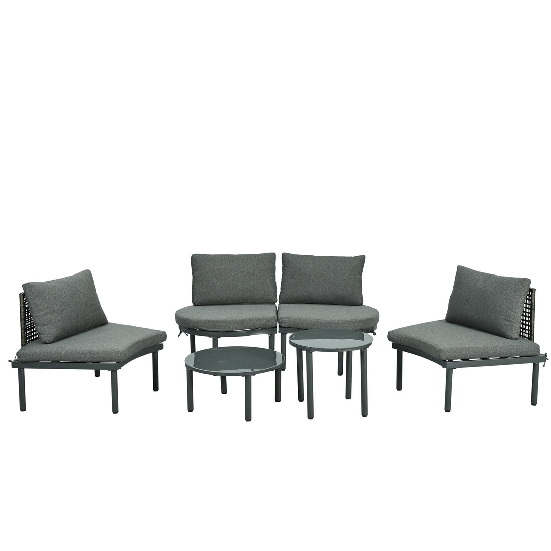 6-Piece Patio Sofa Furniture Set, Half Moon Outdoor Sectional Sofa