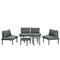 6-Piece Patio Sofa Furniture Set, Half Moon Outdoor Sectional Sofa