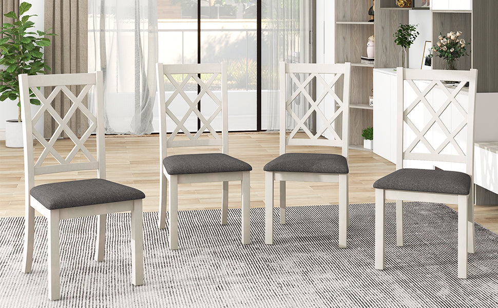 Mid-Century Solid Wood 5-Piece Round Dining Table Set, Kitchen Table
