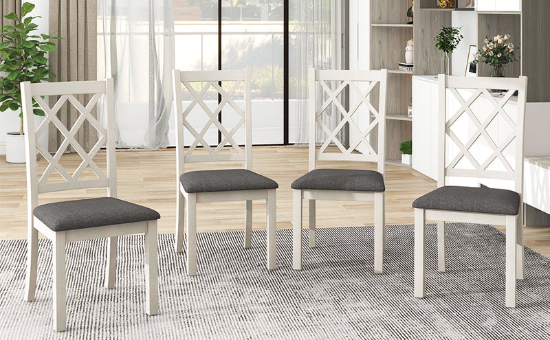 Mid-Century Solid Wood 5-Piece Round Dining Table Set, Kitchen Table