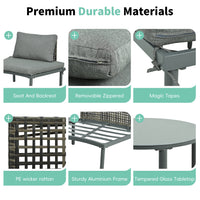 6-Piece Patio Sofa Furniture Set, Half Moon Outdoor Sectional Sofa